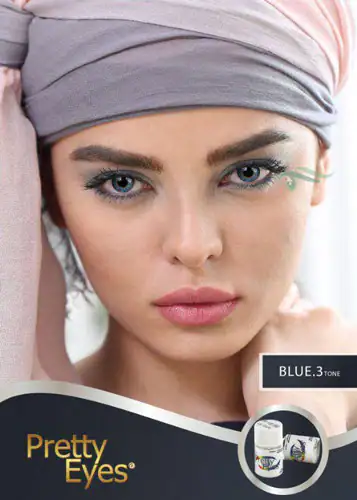 خرید لنز رنگی آبی عسلی مارشال بلو تن 3