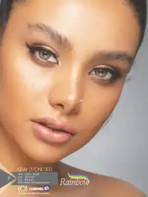 خرید لنز رنگی طوسی عسلی رینبو گری 303 تن 3