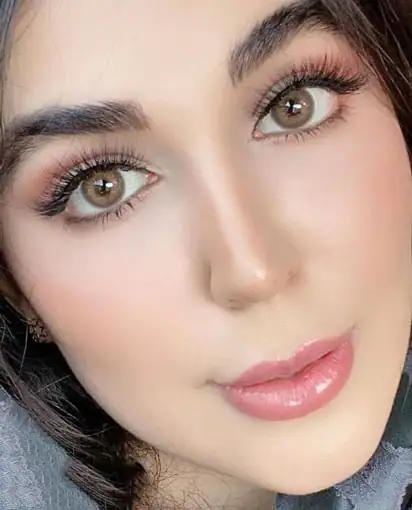 خرید لنز رنگی عسلی طوسی دهب کاف